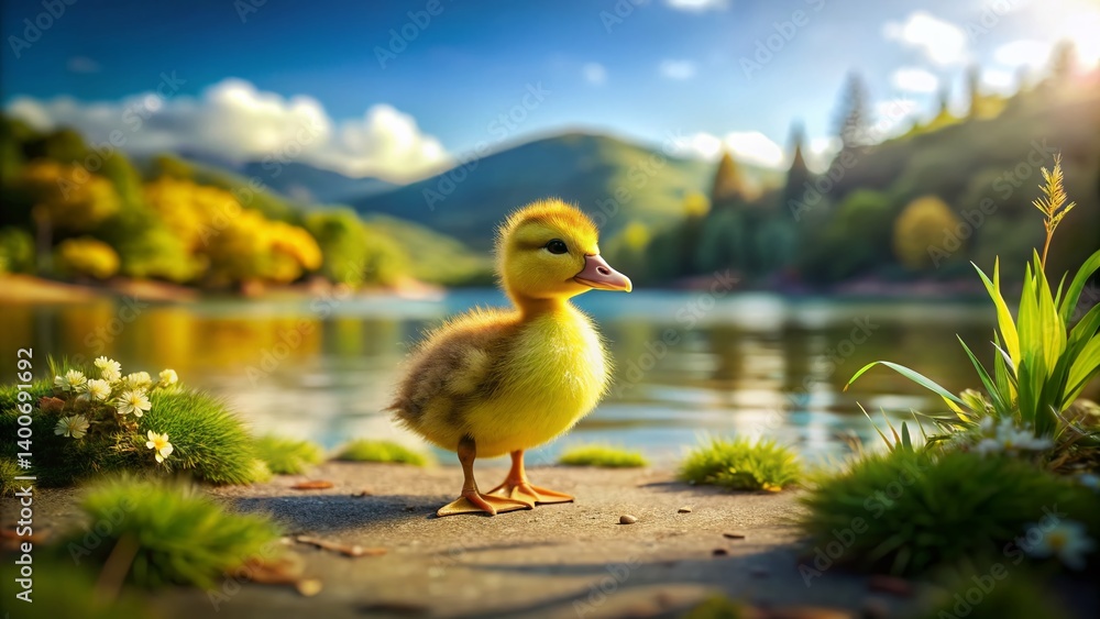 Adorable Duckling by Lake Rotoroa, Hamilton, New Zealand - Tilt-Shift Miniature Photography Adorable Duckling by Lake Rotoroa, Hamilton, New Zealand - Tilt-Shift Miniature Photography