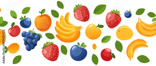 set of falling fruits vector icon art design