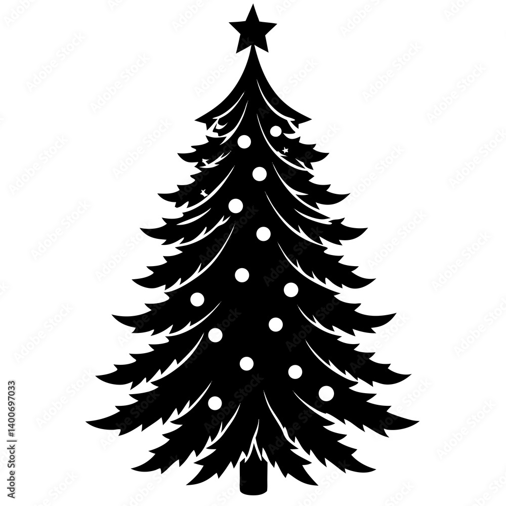 Obraz premium christmas tree vector art silhouette