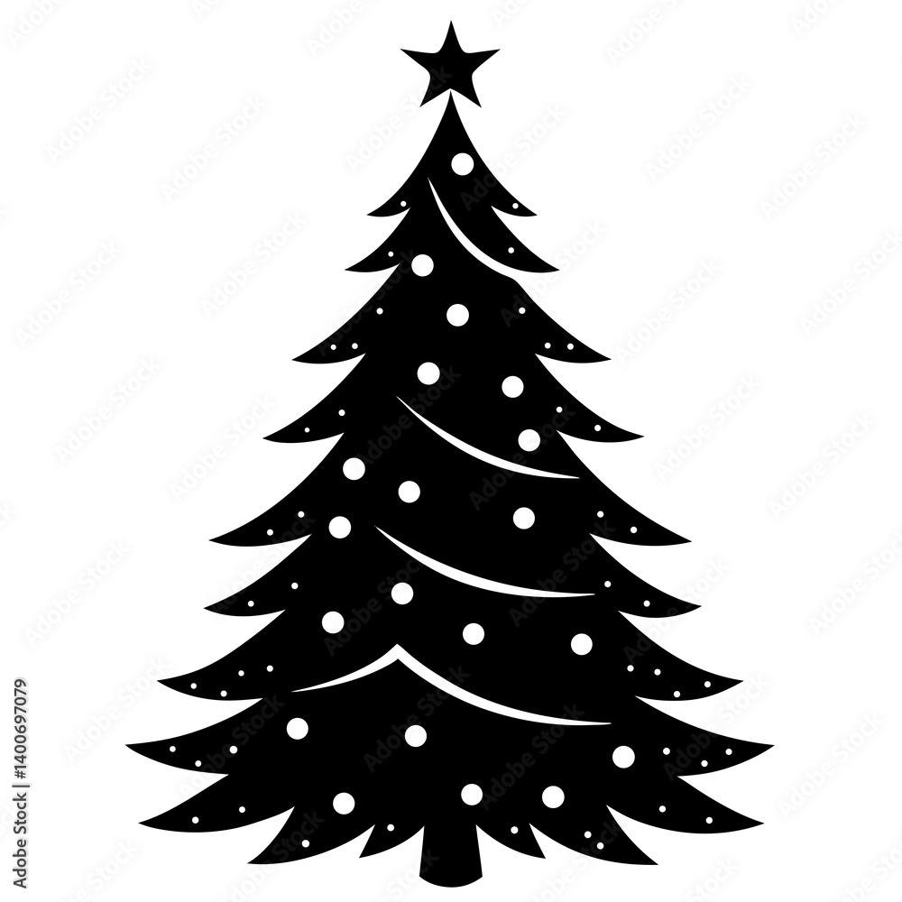 Obraz premium christmas tree vector art silhouette