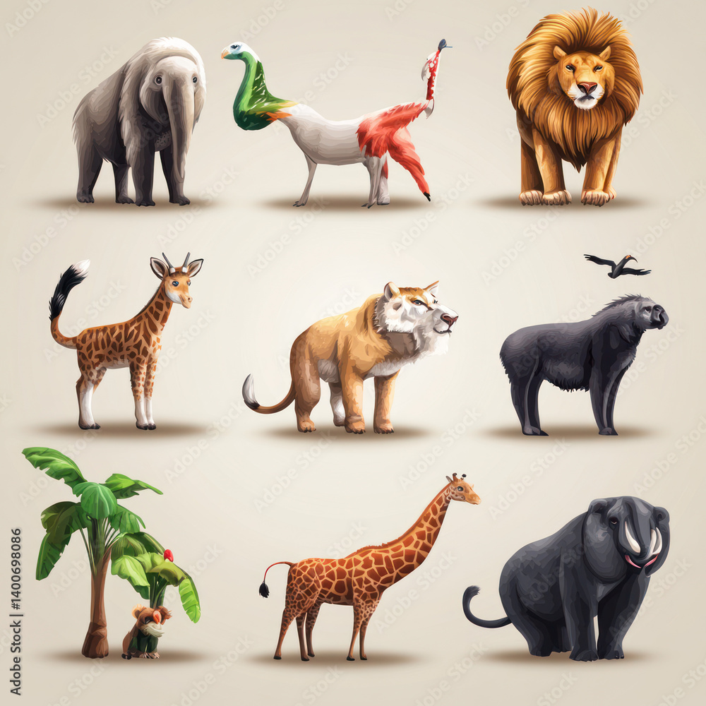 Naklejka premium wild animals collection