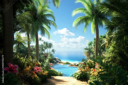 Obraz na płótnie luxurious tropical beach wallpaper w salonie