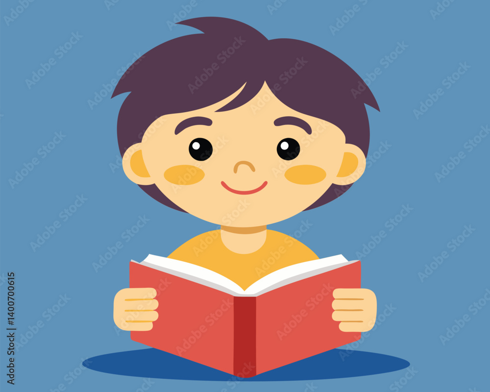 Cute Boy Reading a Book. Education and Knowledge Illustration Cute Boy Reading a Book. Education and Knowledge Illustration