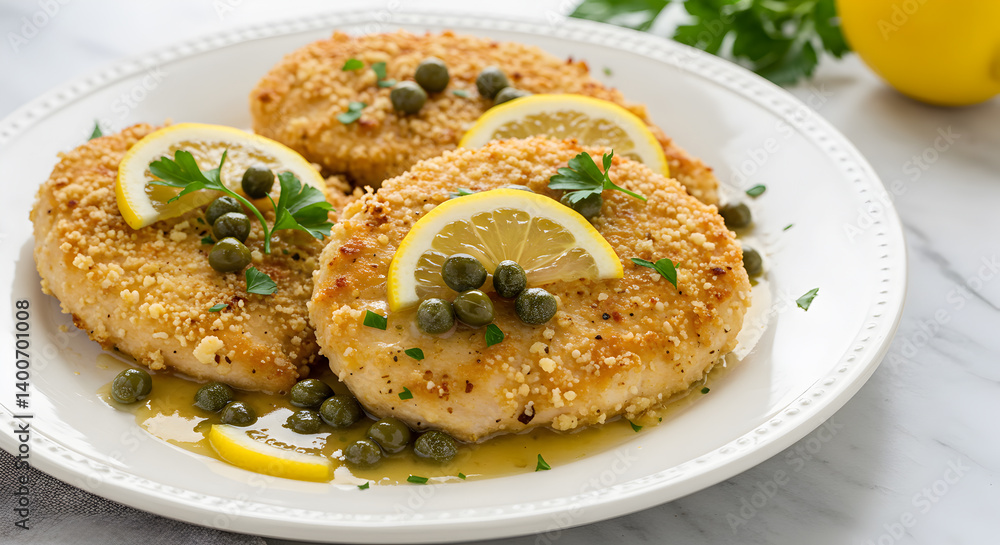 Delicious Chicken Piccata with Lemon Caper Sauce Ready To Serve Delicious Chicken Piccata with Lemon Caper Sauce Ready To Serve