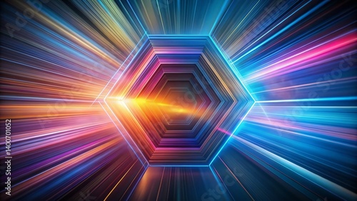 Abstract Pink Blue Yellow Gradient Hexagon Pattern Background - Long Exposure Photography