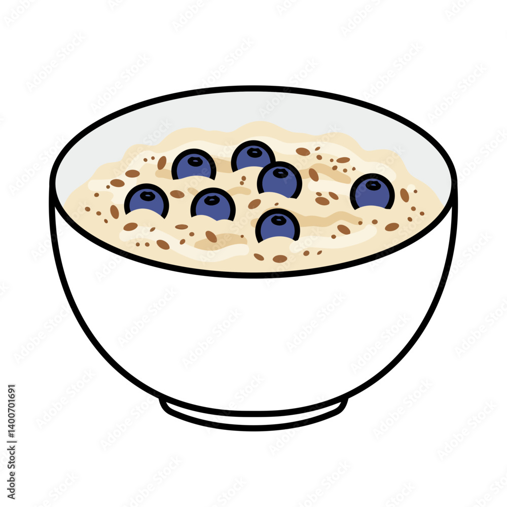 Fototapeta premium Oatmeal with Blueberries: A bowl of creamy oatmeal topped with fresh blueberries, a healthy and delicious breakfast option.