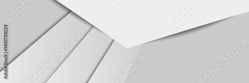 Panoramic geometric shapes on abstract white background