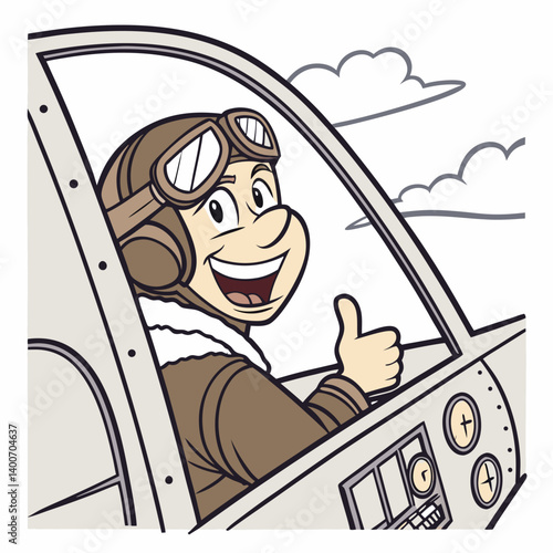 Happy pilot emoji giving thumbs up from cockpit window