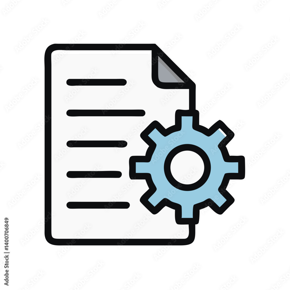 Document Settings with Gear Control Icon Design Document Settings with Gear Control Icon Design