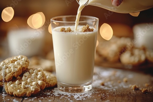 hand pouring milk to glass