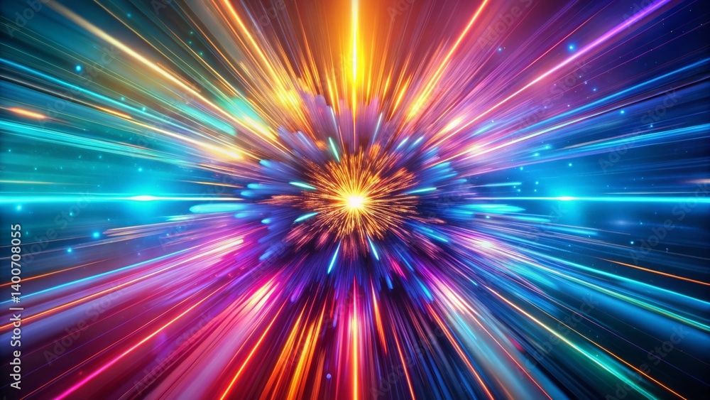 Fototapeta premium Abstract Glowing Radial Blur Background - 3D Render