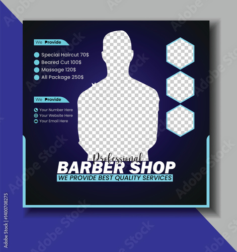 Modern Haircut Promotion Social Media Post Template