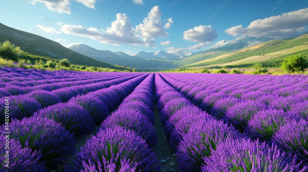Lavender field, mountain view Lavender field, mountain view