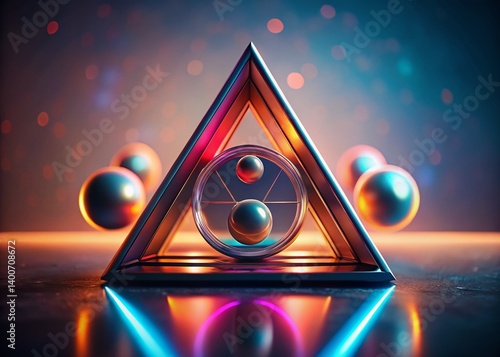 Abstract Geometric Shapes: Triangle with Encompassing Circles - High Depth of Field Stock Photo
