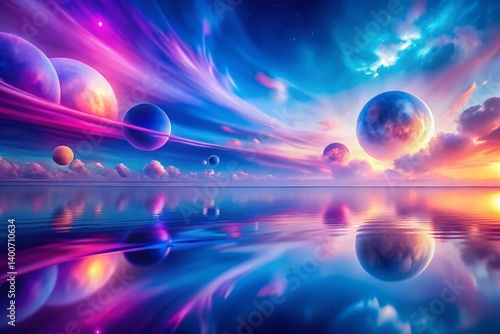 Abstract Dreamlike Blue Purple Gradient Background: Soft Blurred Fantasy Texture