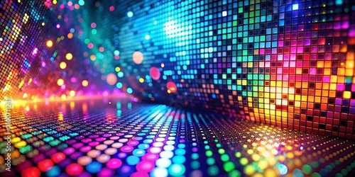 Abstract Disco Pixel Art: Vibrant Macro Background with Geometric Patterns