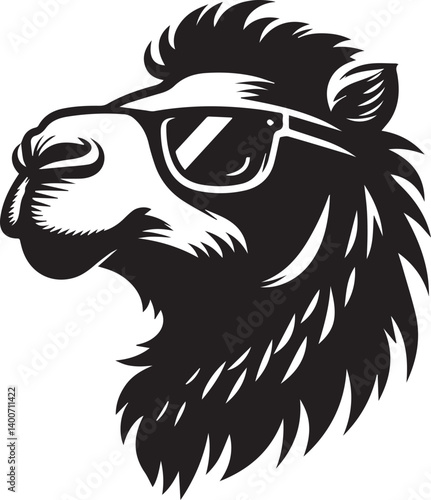 Wallpaper Mural black camel head clipart Silhouette, camel  head illustration, camel head with sunglass silhouette vector isolated on white background Torontodigital.ca
