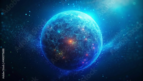 Abstract Deep Ocean Blue Noise Texture: Glowing Grainy Gradient Background