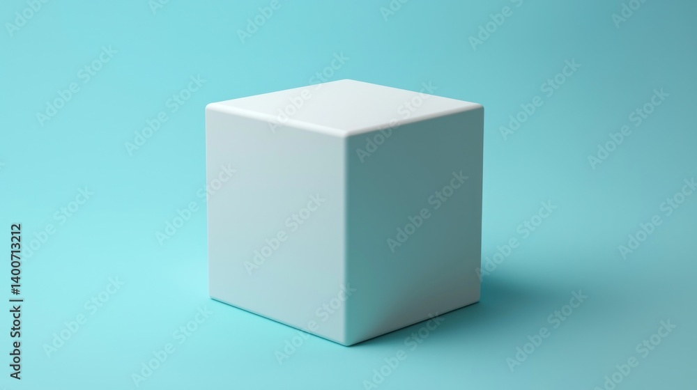 White cube on teal background White cube on teal background