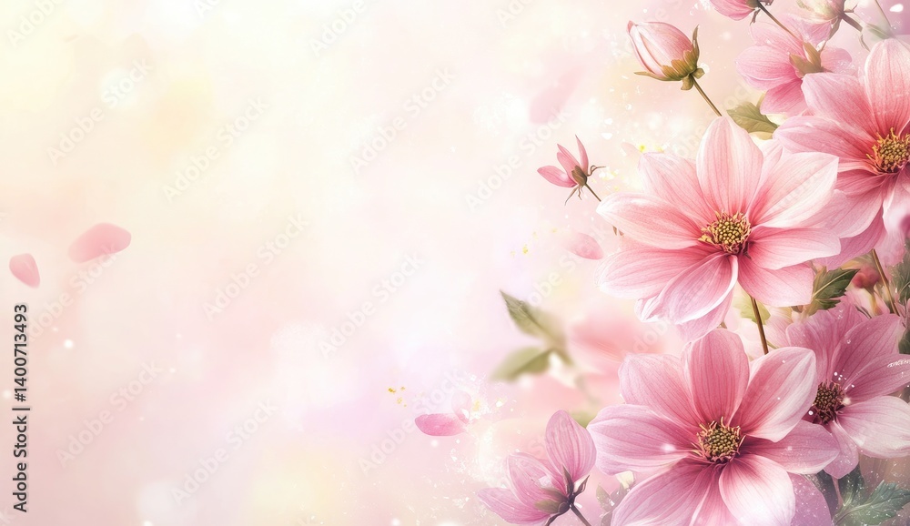 Delicate Pink Flowers with Soft Light Delicate Pink Flowers with Soft Light