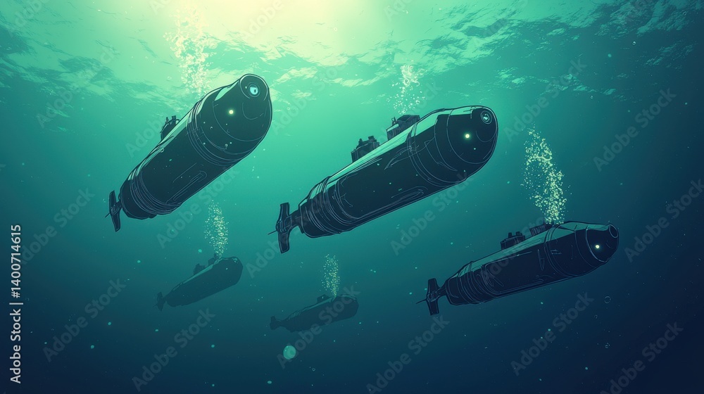 Fototapeta premium The cutting-edge technology of autonomous underwater vehicles in the ocean depths