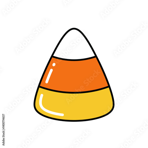 Sweet Halloween Delight: A close-up depiction of a classic Halloween candy corn, its cheerful, tri-colored design evokes fond memories of the spooky season.