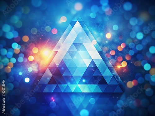 Abstract Blue Triangle Background with Bokeh Effect - Stock Photo