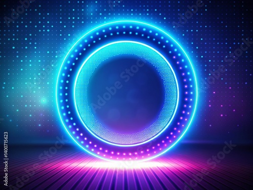 Abstract Blue Neon Circle Dots Pattern Corporate Business Background Stock Photo