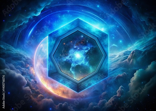 Abstract Blue Hexagon Tech Background: Futuristic Science Design