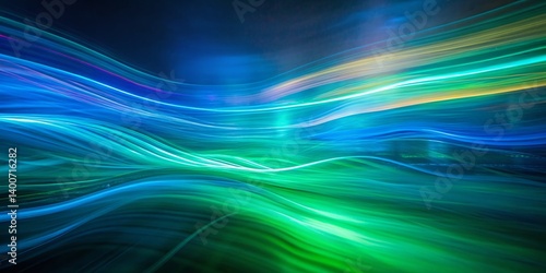 Abstract Blue Green Blurred Motion Background - Low Light Photography Stock Photo