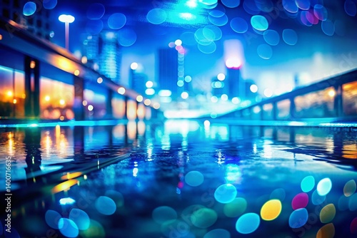 Abstract Blue Bokeh Water Pool: Urban Exploration Photography