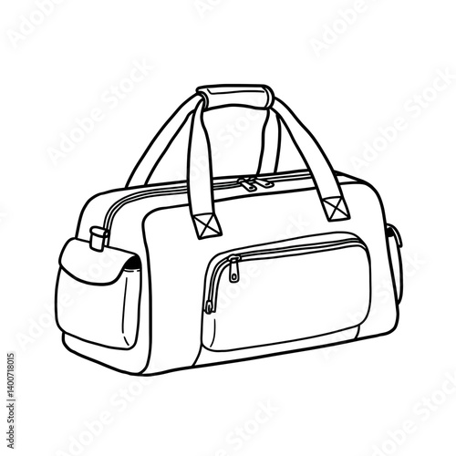 The Versatile Travel Companion: A meticulously crafted illustration of a duffel bag exudes practicality and style, perfect for short getaways or gym visits.