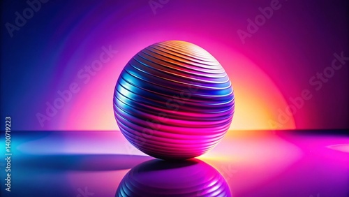 Abstract 3D Sphere Silhouette Pink Purple Gradient Background - Stock Photo