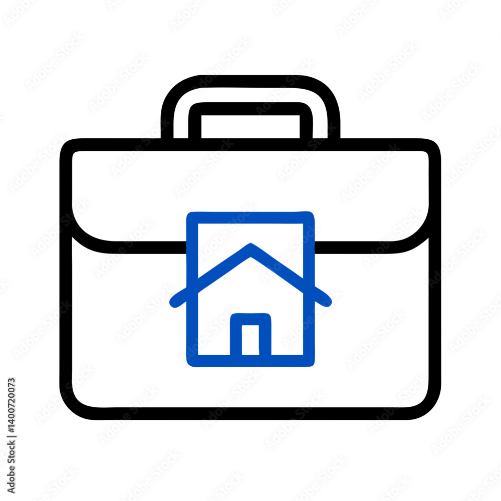 Briefcase with House Symbol Icon Representing Real Estate Business and Property Management Briefcase with House Symbol Icon Representing Real Estate Business and Property Management