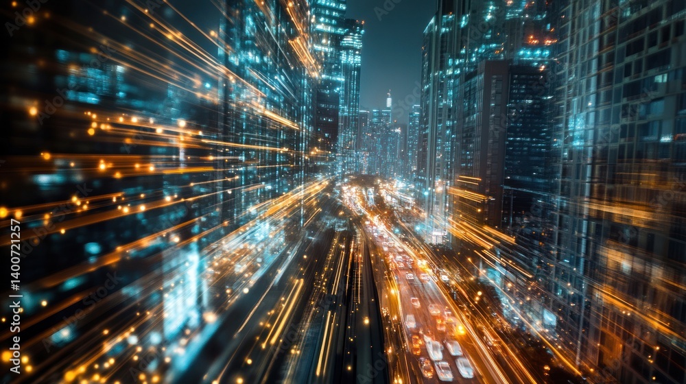 Night Cityscape: A Symphony of Lights and Motion Night Cityscape: A Symphony of Lights and Motion