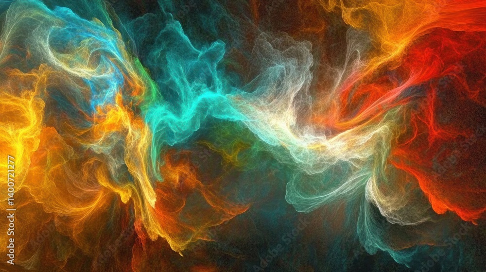 Fototapeta premium A vibrant abstract display of swirling, colorful nebulae.