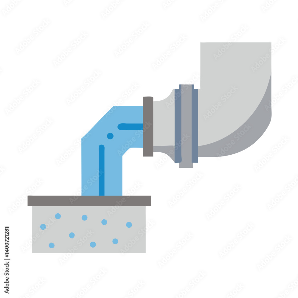 Fototapeta premium Concrete Flow from Pipe Icon Representing Construction, Pouring, and Material Delivery