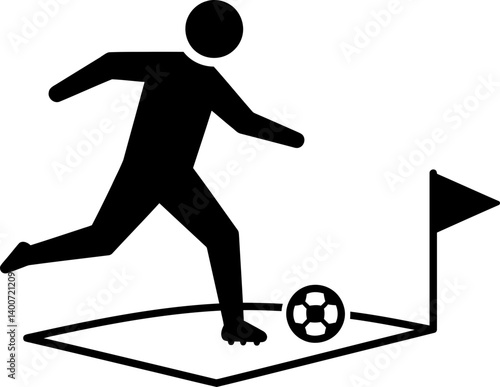 Soccer Player in Action: A dynamic silhouette captures a soccer player in mid-kick, poised to strike the ball with precision and power on the field.