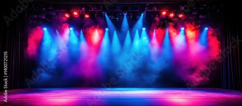 Stage Lighting, Colorful Performance, Empty Stage photo