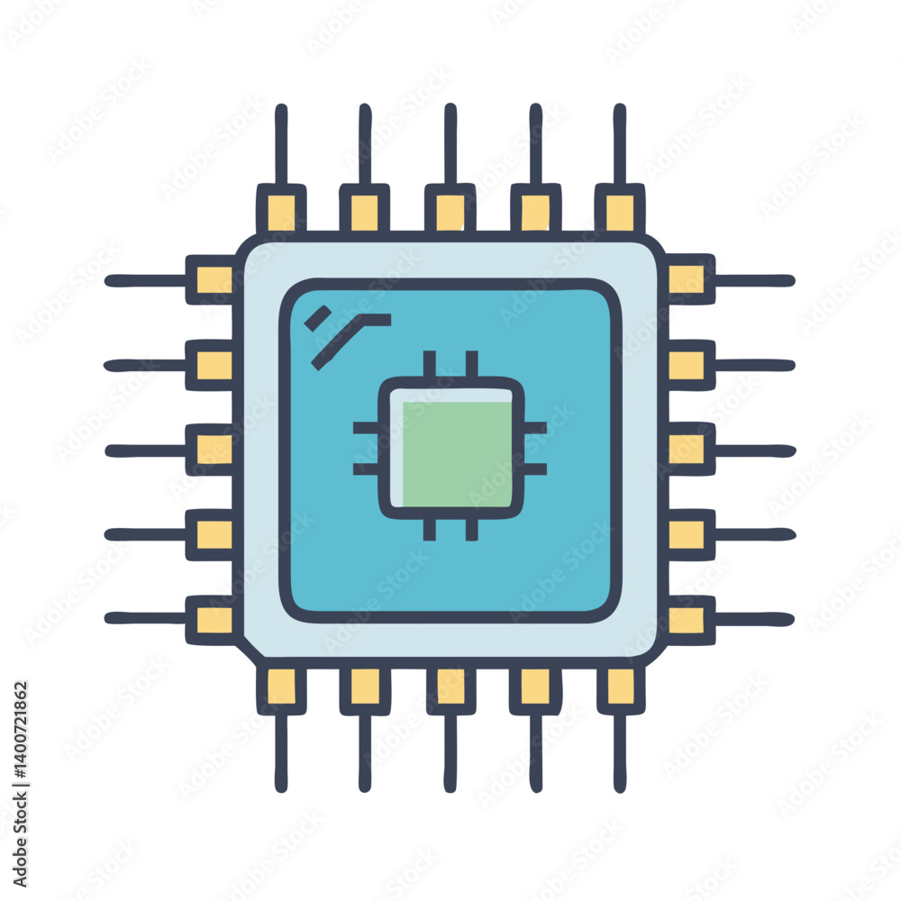 CPU Processor Chip Icon Representing Computer Hardware and Data Processing CPU Processor Chip Icon Representing Computer Hardware and Data Processing