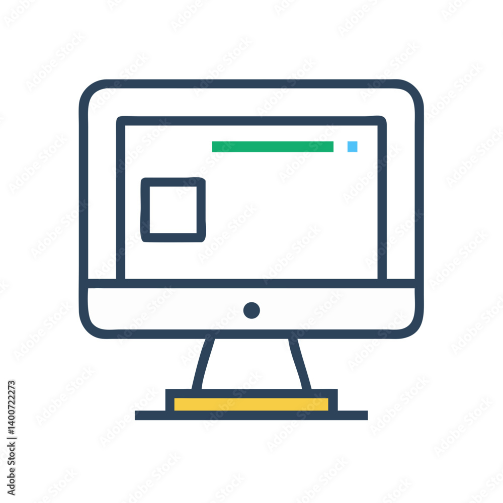Desktop Computer Monitor Icon Representing Screen Display and Computing Desktop Computer Monitor Icon Representing Screen Display and Computing
