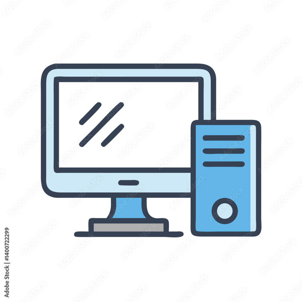 Desktop Computer Monitor Icon Representing Screen Display and Computing Desktop Computer Monitor Icon Representing Screen Display and Computing