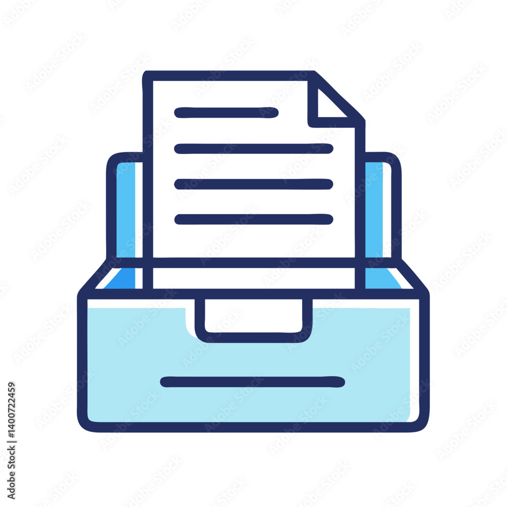 Document Tray with Paper Files Icon Representing File Organization and Document Storage Document Tray with Paper Files Icon Representing File Organization and Document Storage