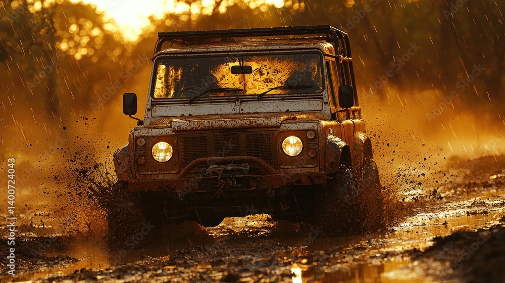 Obraz premium Off-road vehicle in mud
