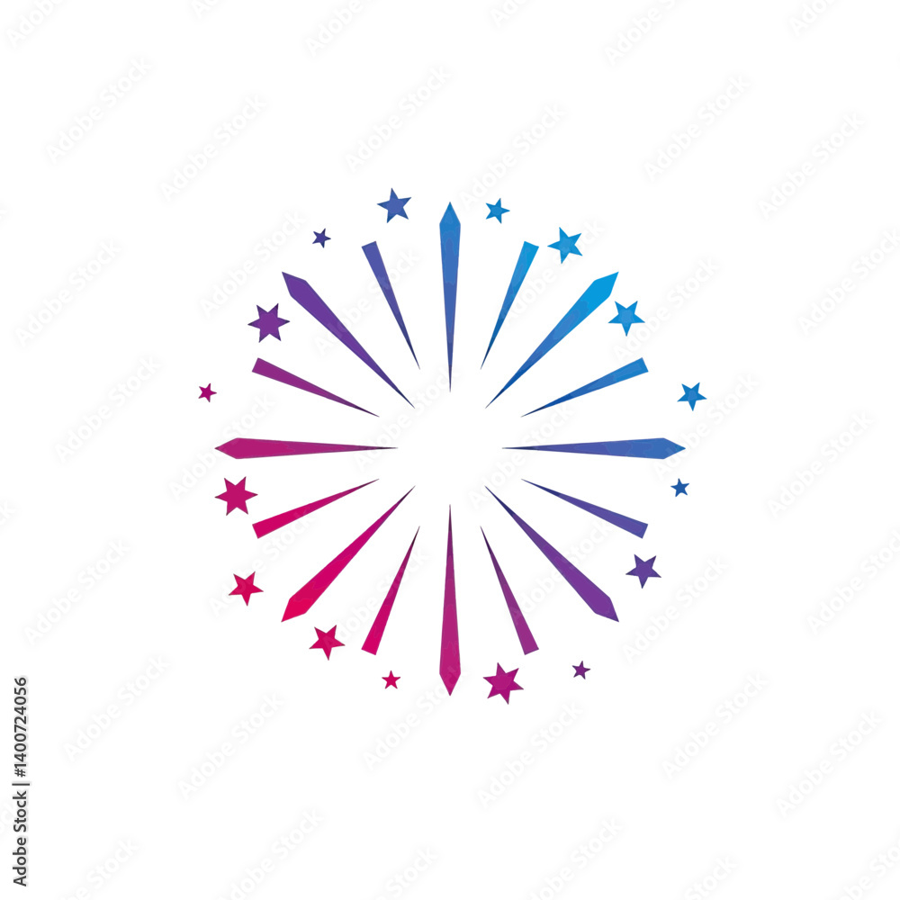 Obraz premium Festive Burst of Color: Abstract representation of fireworks bursting with vibrant energy. An explosion of colors in a celebratory display of lights.