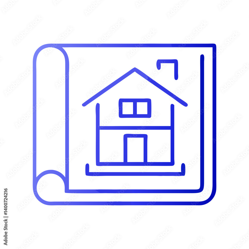 House Floorplan Blueprint with Ruler Icon Representing Architectural Design and Construction Planning House Floorplan Blueprint with Ruler Icon Representing Architectural Design and Construction Planning
