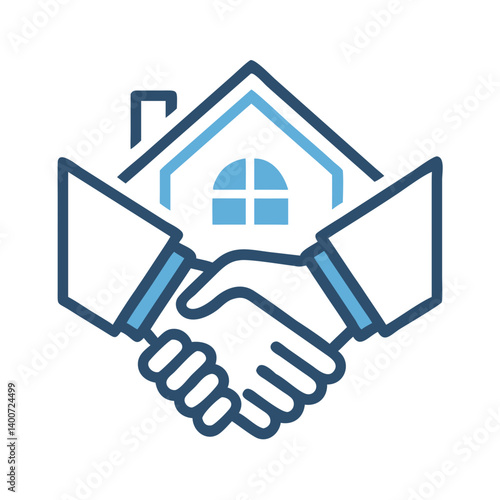 Housing Deal with Handshake Icon Representing Real Estate Transaction and Agreement