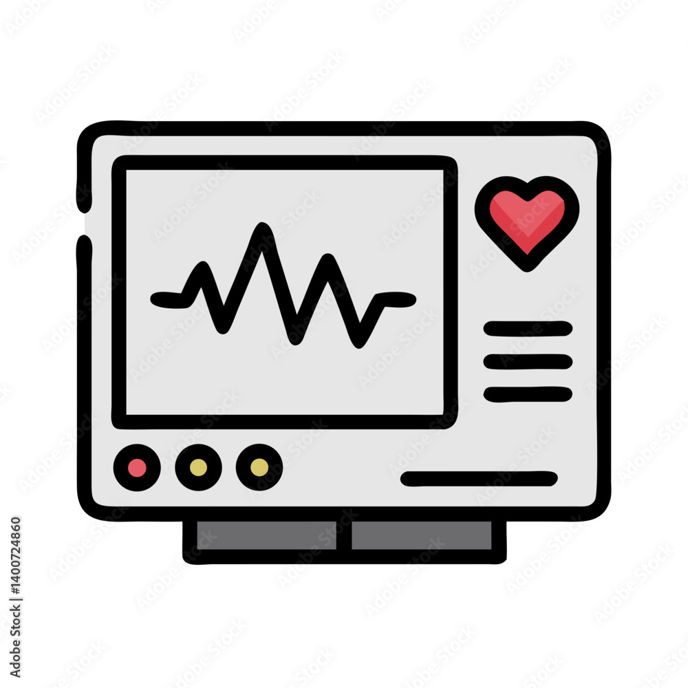 Medical Heart Monitor Screen Icon Representing Health Monitoring and Cardiovascular Tracking Medical Heart Monitor Screen Icon Representing Health Monitoring and Cardiovascular Tracking
