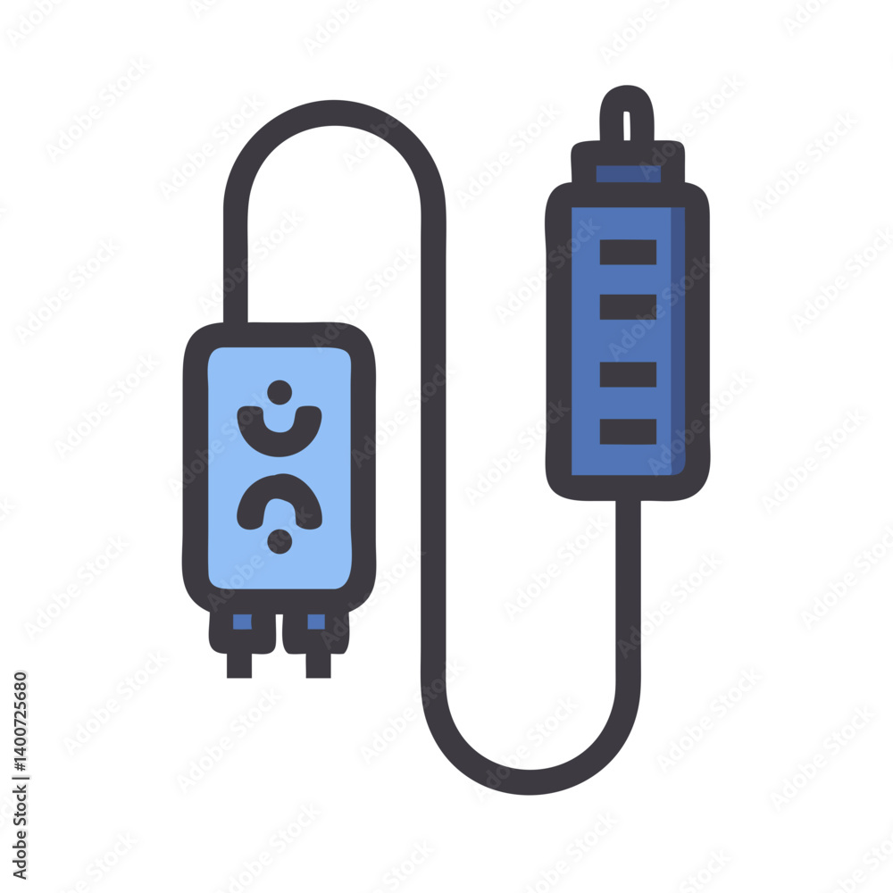 Power Extension Cord Icon Representing Electrical Connectivity and Multiple Outlet Access