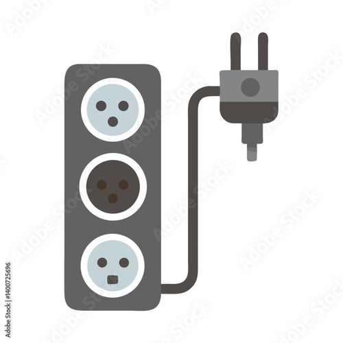 Power Extension Cord Icon Representing Electrical Connectivity and Multiple Outlet Access